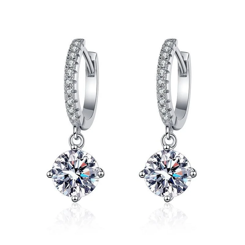 

wz00747 Lefei Fashion Trendy Diamond-set Classic Moissanite 4 Paws Round Dangle Earring Women S925 Sterling Silver Party Jewelry