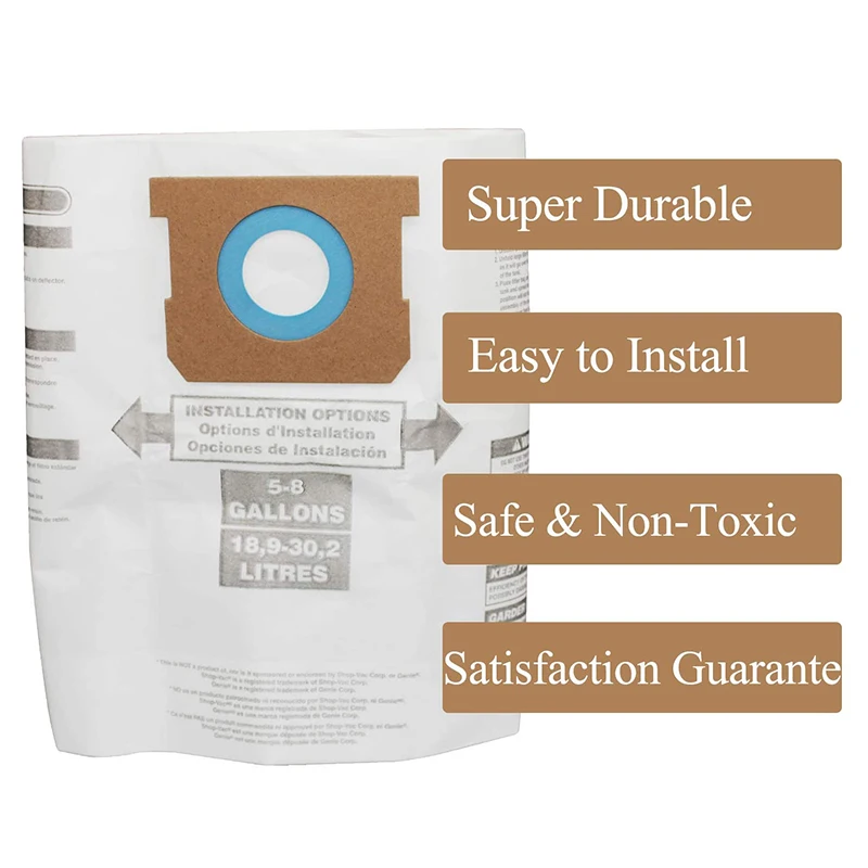 Сменные мешки для влажной/сухой уборки 5 шт. пыли пылесоса Shop-Vac Ridgid 5-8 галлонов