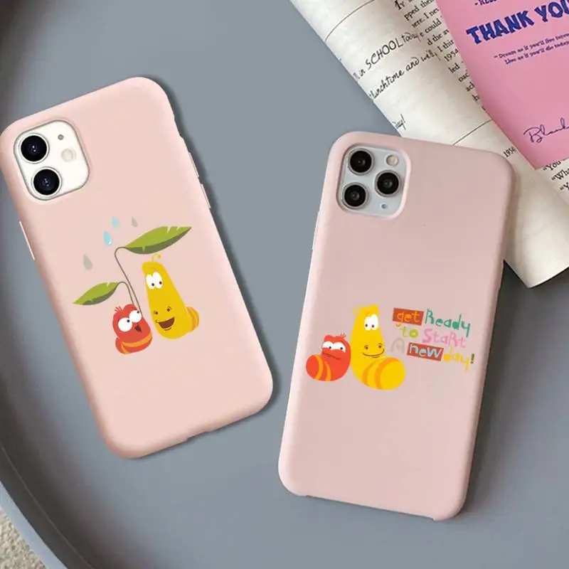 

Larva Phone Case for iPhone 11 12 13 Mini Pro Xs Max 8 7 6 6S Plus X XR Solid Candy Color Case