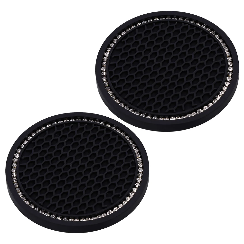 

2pcs Crystals Decor Coaster Anti- Cup Holder Vehicle Cup Holder Coasters for Auto
