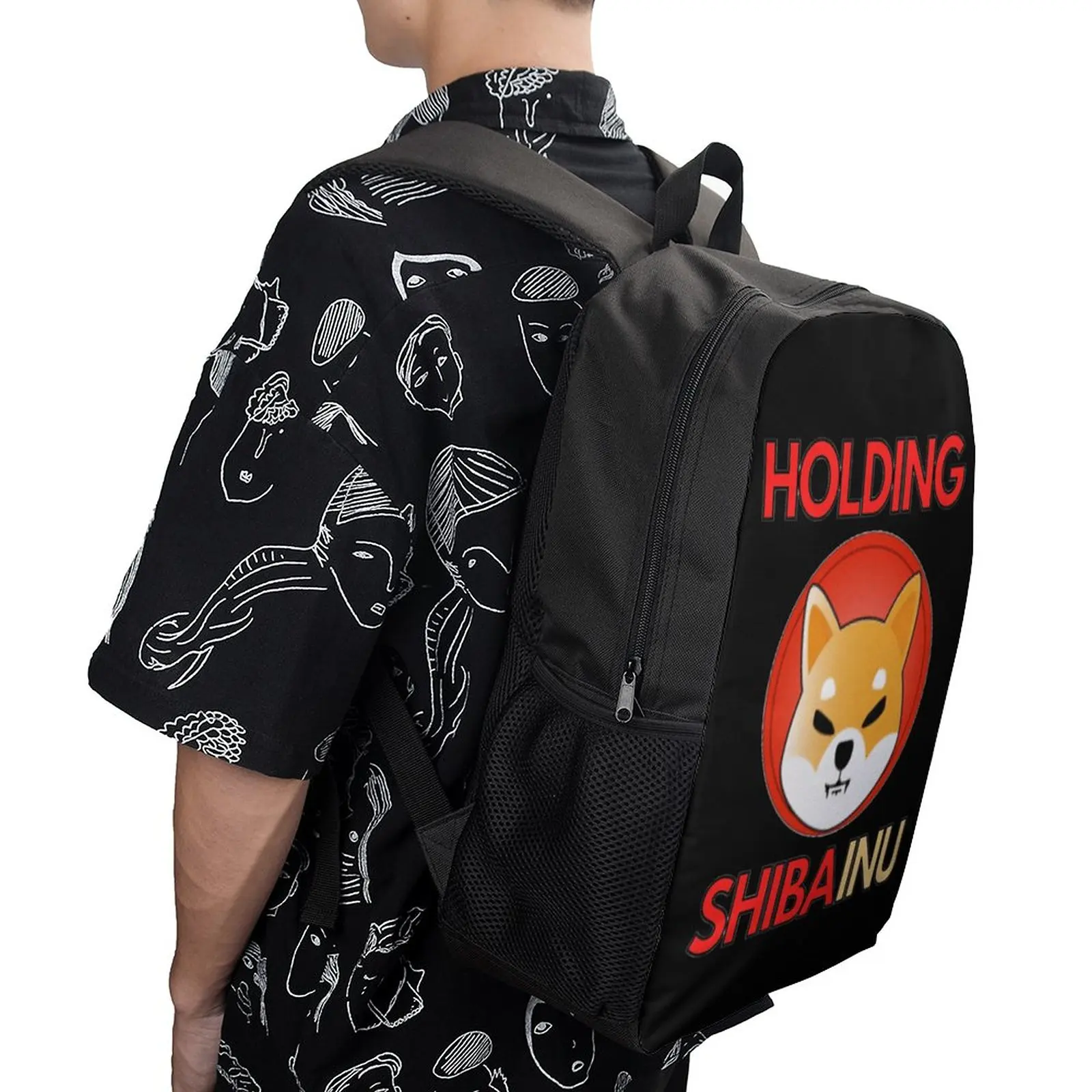 

Shib Coin Shiba Inu Crypto 17 Inch Shoulder Backpack Vintage Travel Creative Durable Cozy Blanket Roll