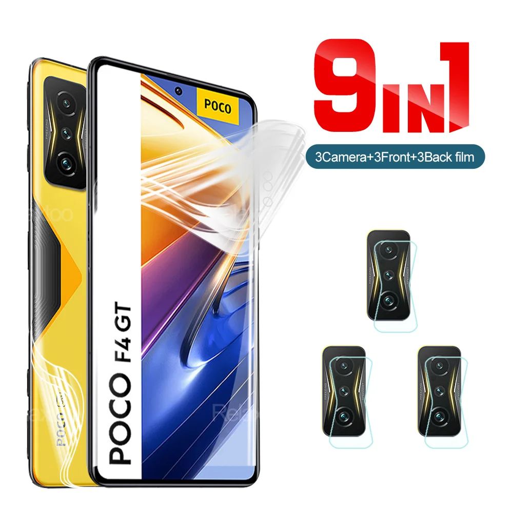 

Мягкая Гидрогелевая пленка 9 в 1 для Xiaomi Poco F4 GT 5G 6,67 дюйма, защитная пленка для объектива камеры Xaomi Poco F4G, полное покрытие