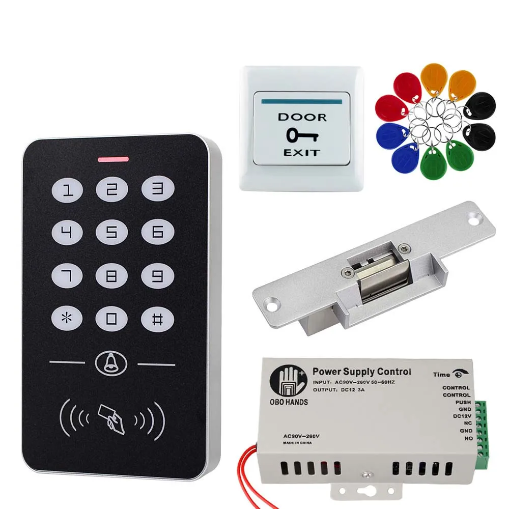 

Z50 Door Access Control System Kit RFID Access Control Keypad Power Supply Electric Magnetic Lock Bolt Strike Locks 10pcs Key