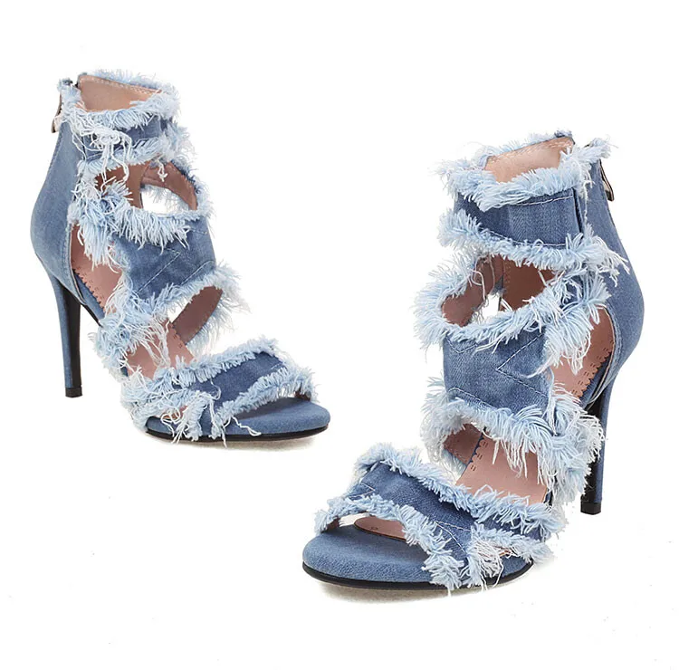 

Big Size Denim sandals high heels sandals women shoes woman summer ladies