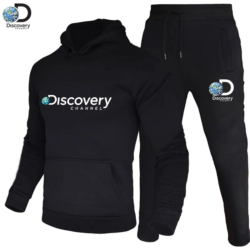 

discovery channel Luxury Printed Tracksuits Fleece Hoodies and Pants Set Pullover Hoody Sweatshirt Sport Brand Clothing