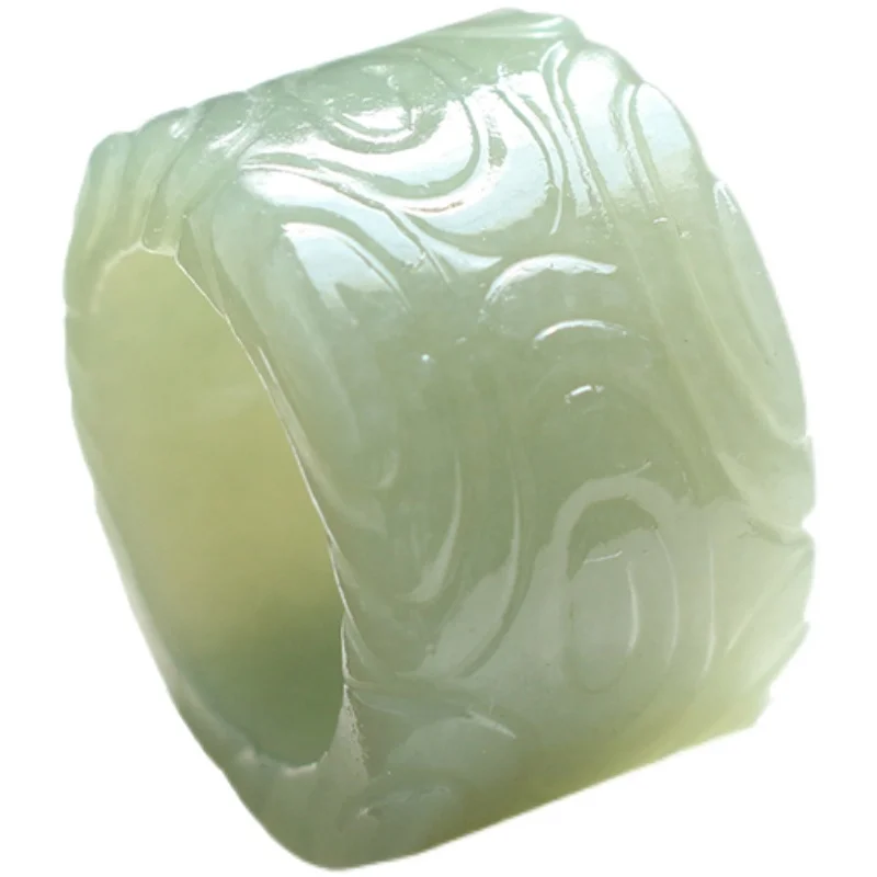 Кольцо из натурального белого нефрита hetian ручная работа скульптура