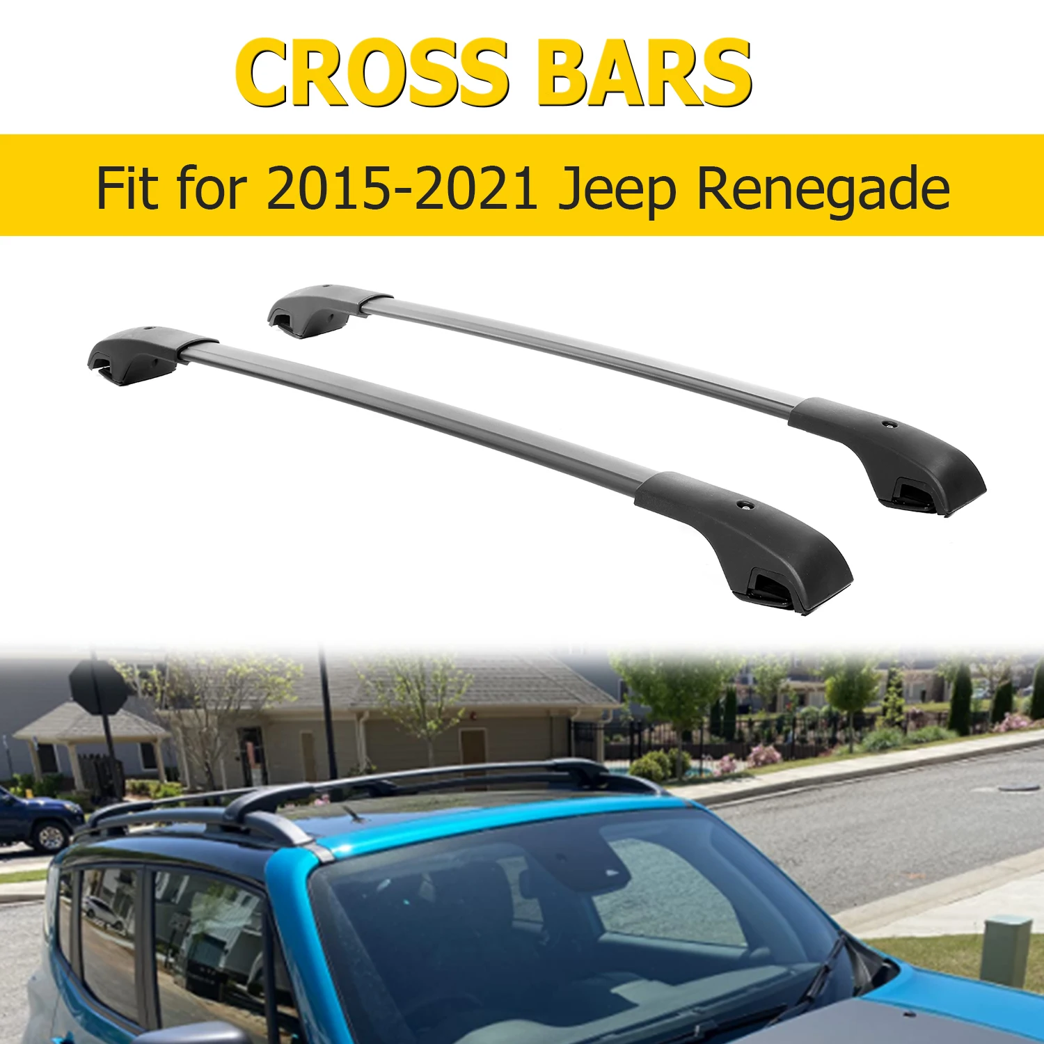 

For Jeep Renegade 2015-2020 Car Roof Rack Cross Bars 150LBS Load SUV Luggage Carrier Kayaks Bike Canoes Rooftop Rack Holder