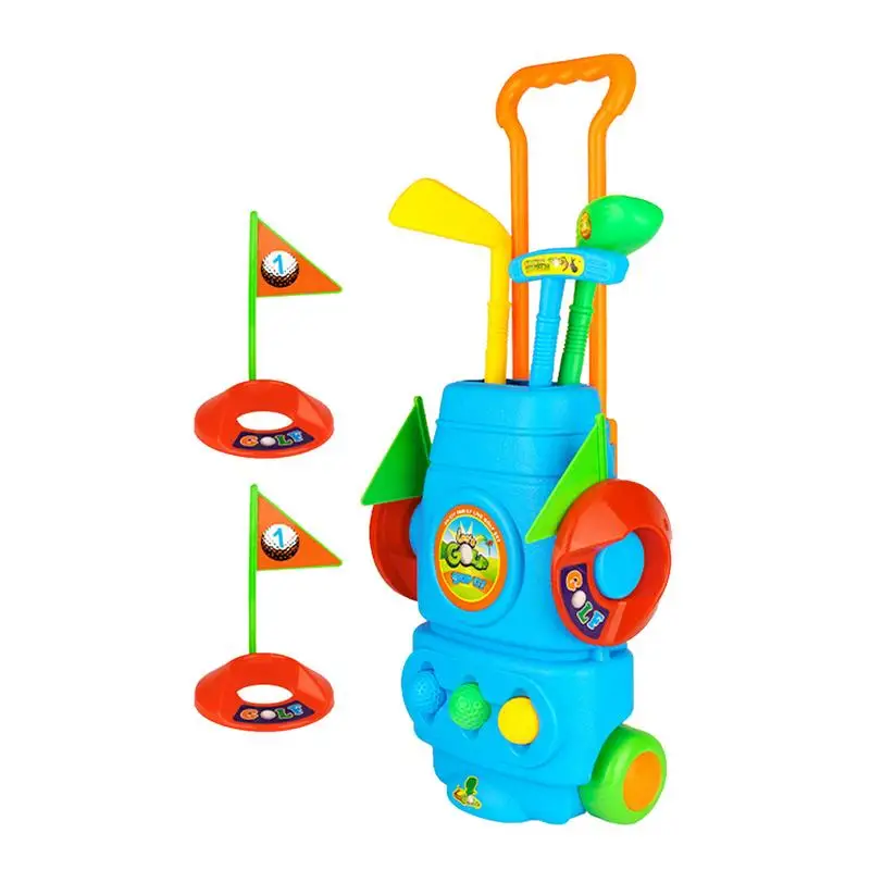 Kids Golf Set Toddler Golf Clubs Cart With Wheels 3 Golf Clu