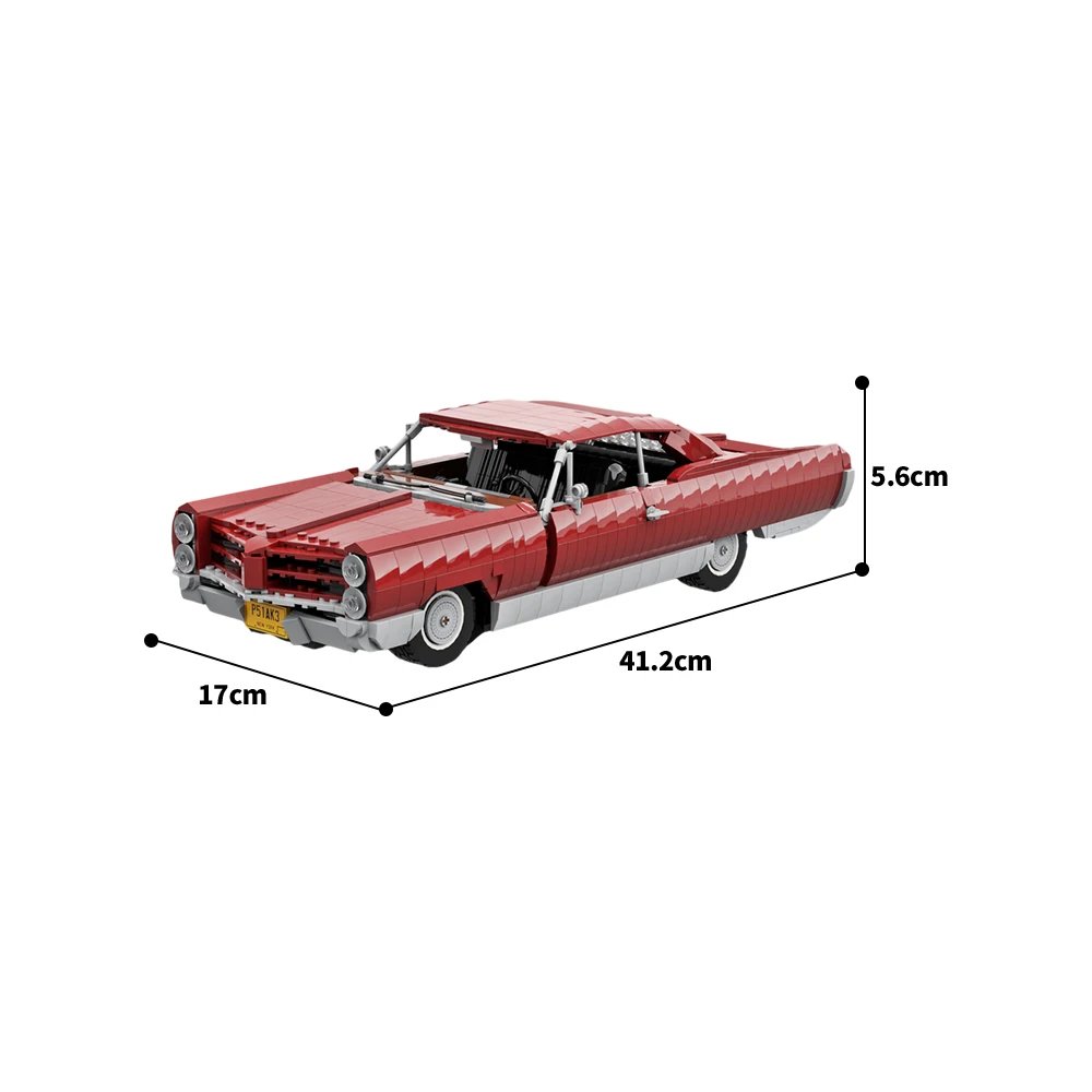 MOC Pontiac Bonneville 1966 темно-красные автомобильные кирпичи модель гоночный ретро