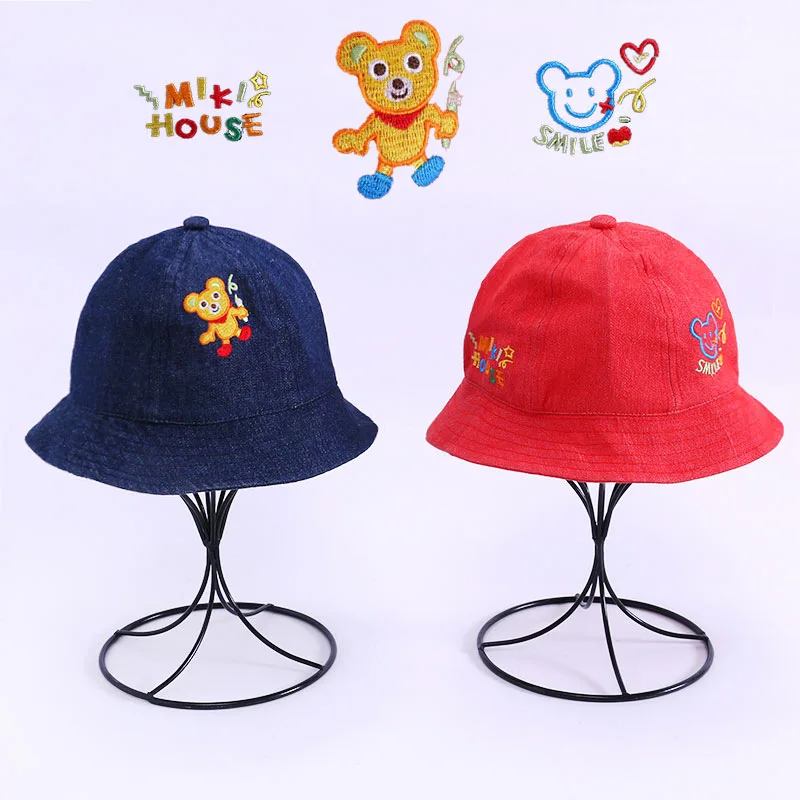 

Children's Hats 2022 Spring And Summer Fashion Cute Boys And Girls Cartoon Bear Embroidery Letter Fisherman Hat Baby Hat