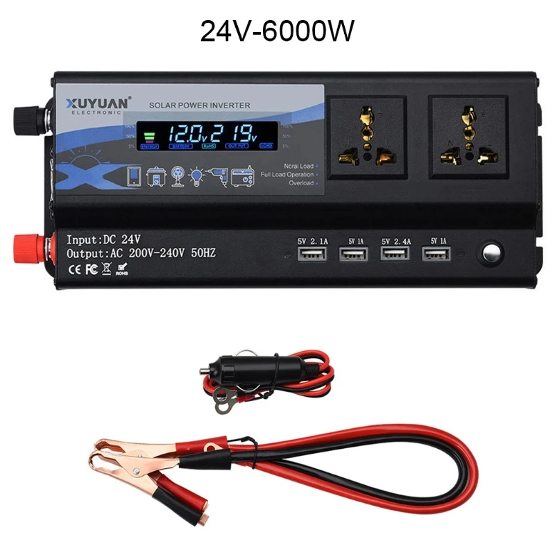 

Car Power Modified Sine Wave Inverter 3000W 4000W 6000W Charger Adapter with 4 USB Ports Frequency Converter LED Display D7YA