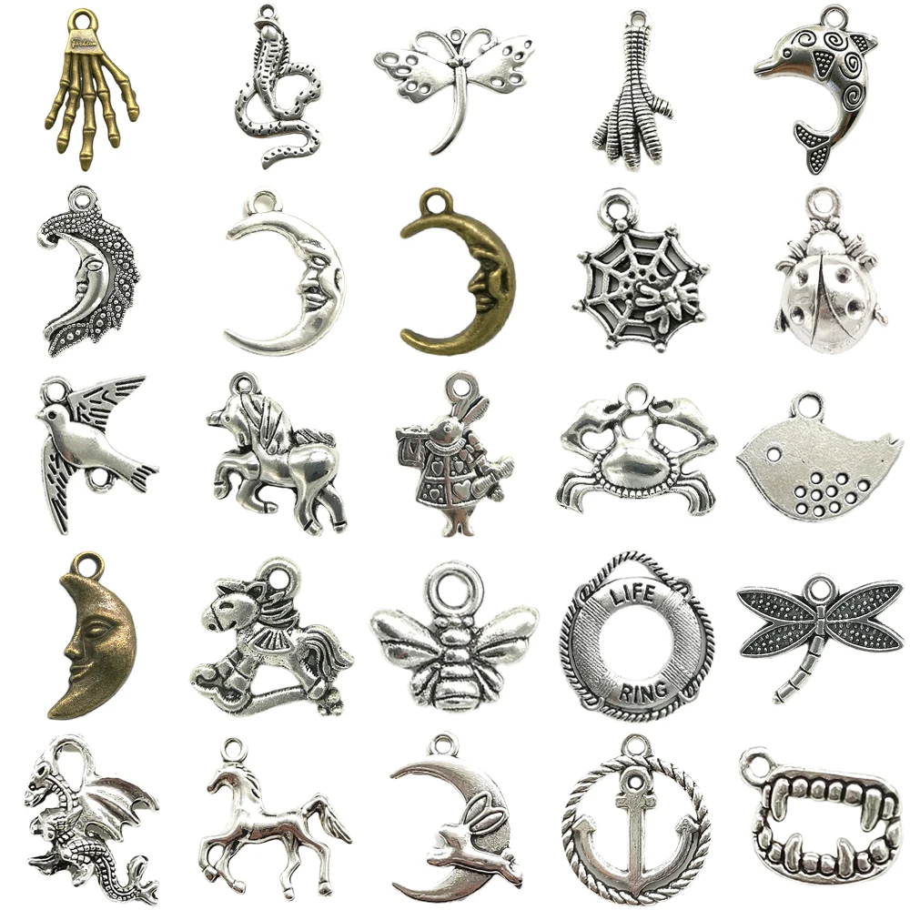 

Lot Antique Silver Bronze Color Charms Pendants for Jewelry Making DIY Bulk Handmade Craft