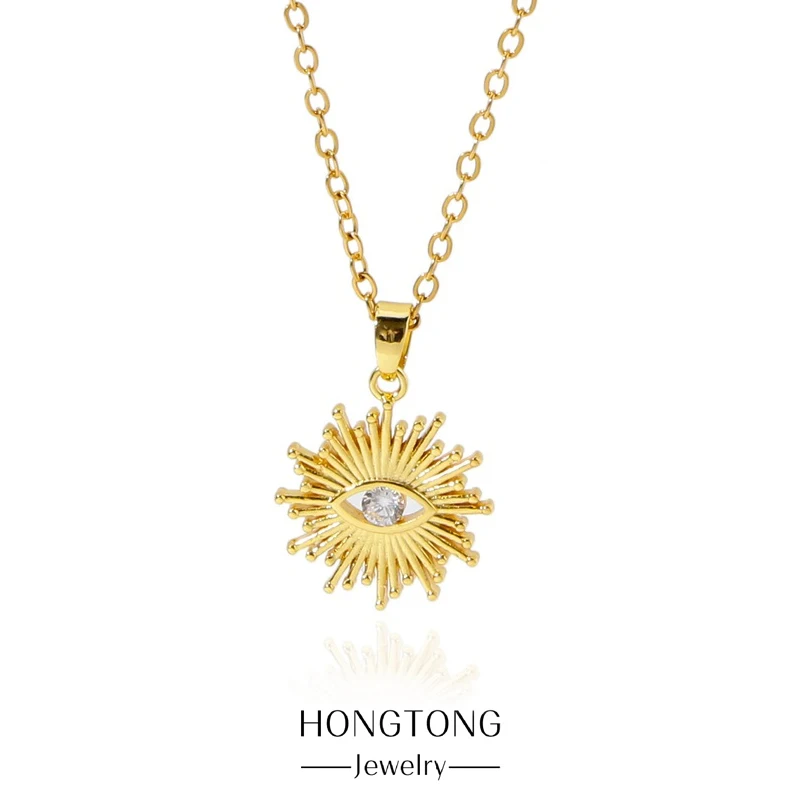 

HONGTONG Classic Normal O Chain Crystal Sunflower Stainless Steel Non-fading Pendant Necklace Women's Hot Necklace Jewelry
