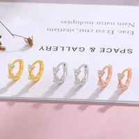 ventfille 925 silver hoop earring diamond bow korean style women cute earrings