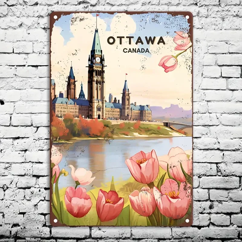 Ретро металлическая вывеска для путешествий круглый мир VENICE CANADA TORONTO винтажный