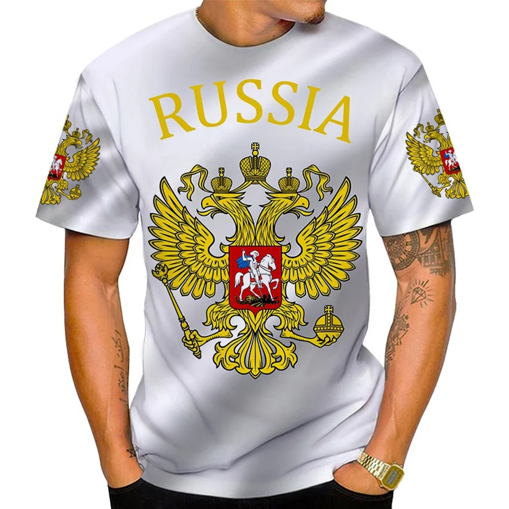 Фото Футболка с российским флагом 2023, эмблема CCCP, 3D принт, мужская и женская модная повседневная футболка с дизайном медведя России, уличная одежда в стиле Харадзюку, топы №2