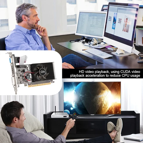 GT610 Video Card 810MHZ DDR3 1GB Graphics Video Card HD VGA DVI Interface Replacement Accessories for Computer Desktop Game