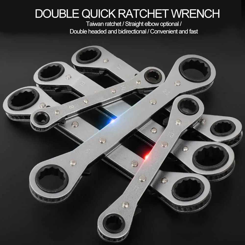 

Ratchet Wrench Double End Two-way Labor-saving Handle Elbow Box Wrench 6-8mm 17-19mm 11-13mm 14-17mm