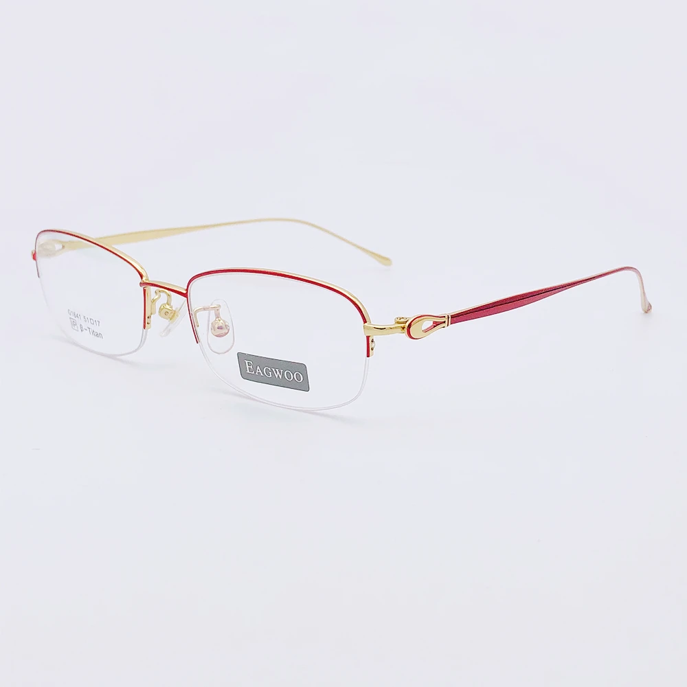 Женские очки Eagwoo из чистого титана Полуободковые оптические для девушек женские