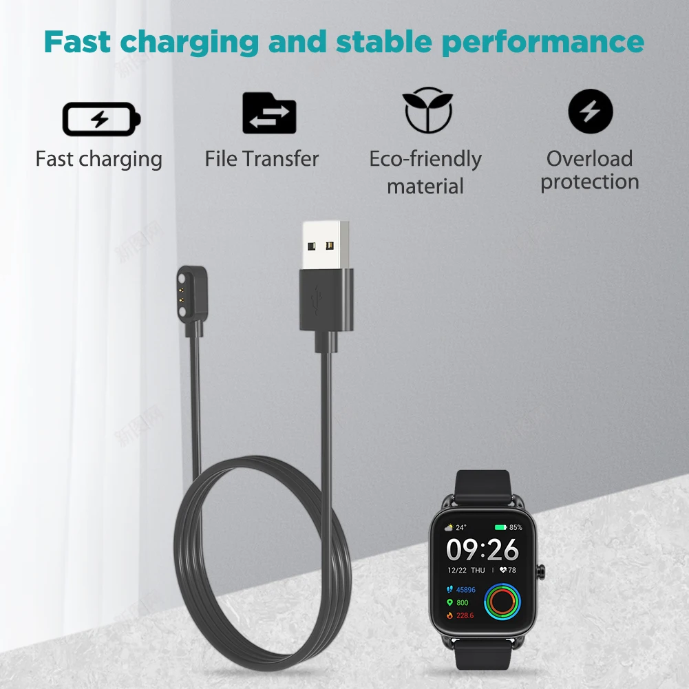 

60/100cm USB Charger for Xiaomi Haylou RS4 Plus LS12 Fast Charging Cable Cradle Dock Power Adapter Smart Watch Accessories