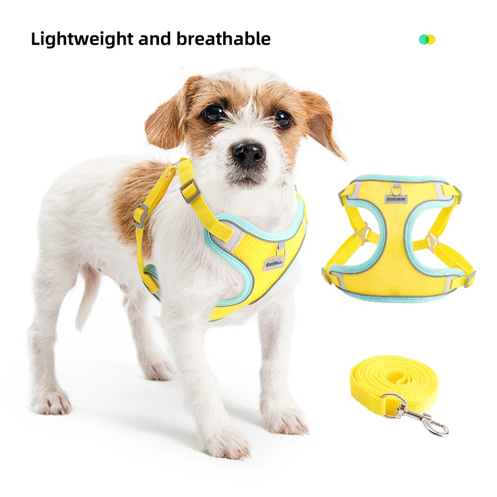 Поводок для собак Дышащий и удобный жилет на груди спине со светоотражающим