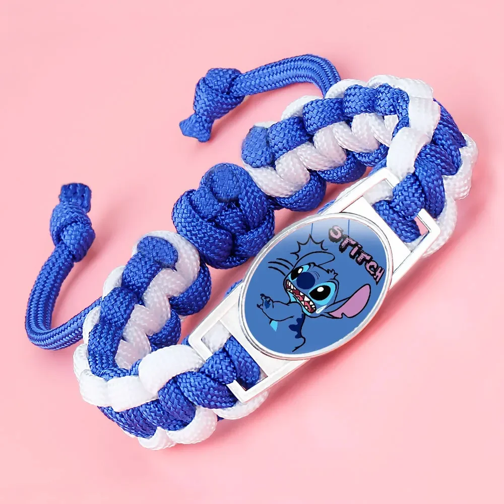 

New Disney Stitch Woven Bracelet Cartoon Classic Figure Hand Strap Accessories for Girls Anime Lilo & Stitch Kid Christmas Gift