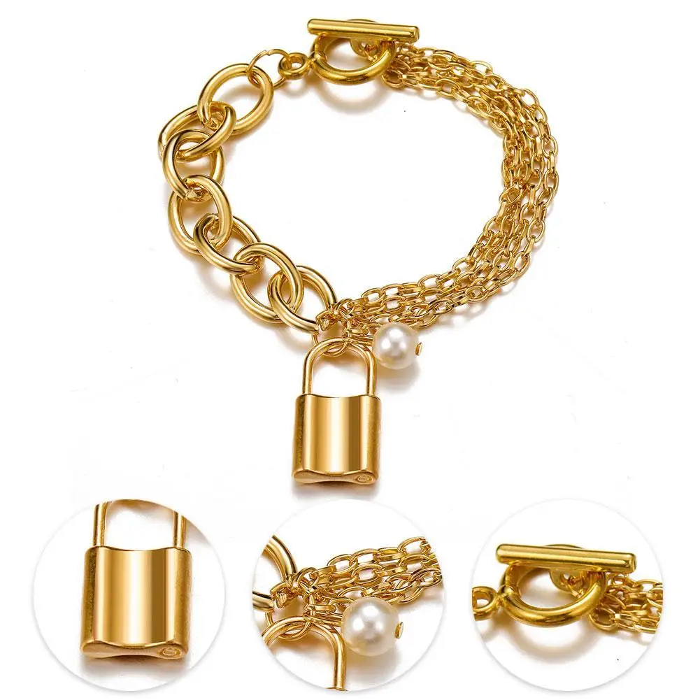 Браслет на лодыжку Женский толстый ножной браслет-цепочка золотого цвета модные