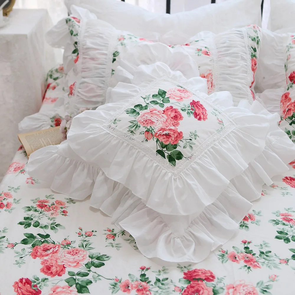 

New Ruffle Lace cushion covers Floral home decor pillow cover throw pillows pillowcase bed pillows case fundas de cojin 45x45