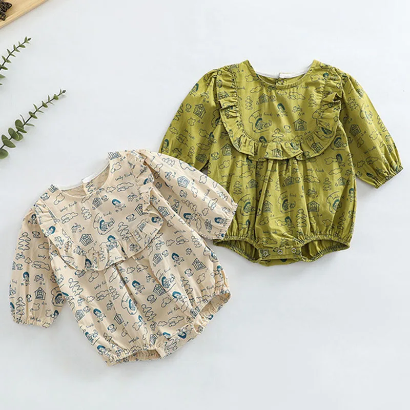 

Toddler Baby Girls Romper Cotton Long Sleeve Printing Climbing Suit Children Clothes Autumn Spring Infant Baby Girls Jumpsuit