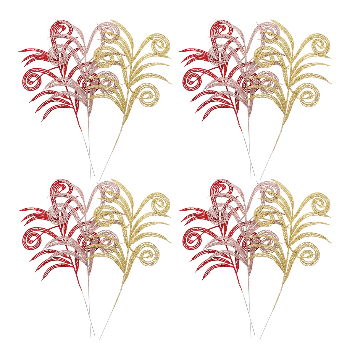 

Christmas Leaf Picks Garland Glitter Tree Leaves Diy Stems Artificial Decorations Ornament Party Decor Simulation Ornaments