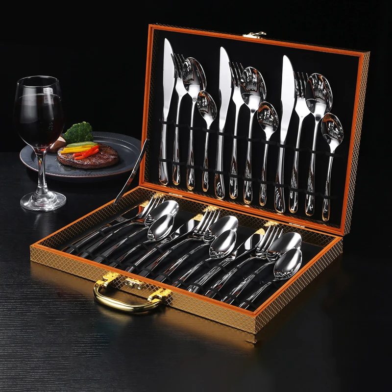 

Luxury Design Stainless Steel Suit Dinnerware Creative Spork Knife Set Modern Suit Nordic Metal Cutleries Set Home Decoration