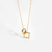 popular jewelry women pendant necklace stainless steel geometric round square buckle pendant necklace women jewelry waterproof