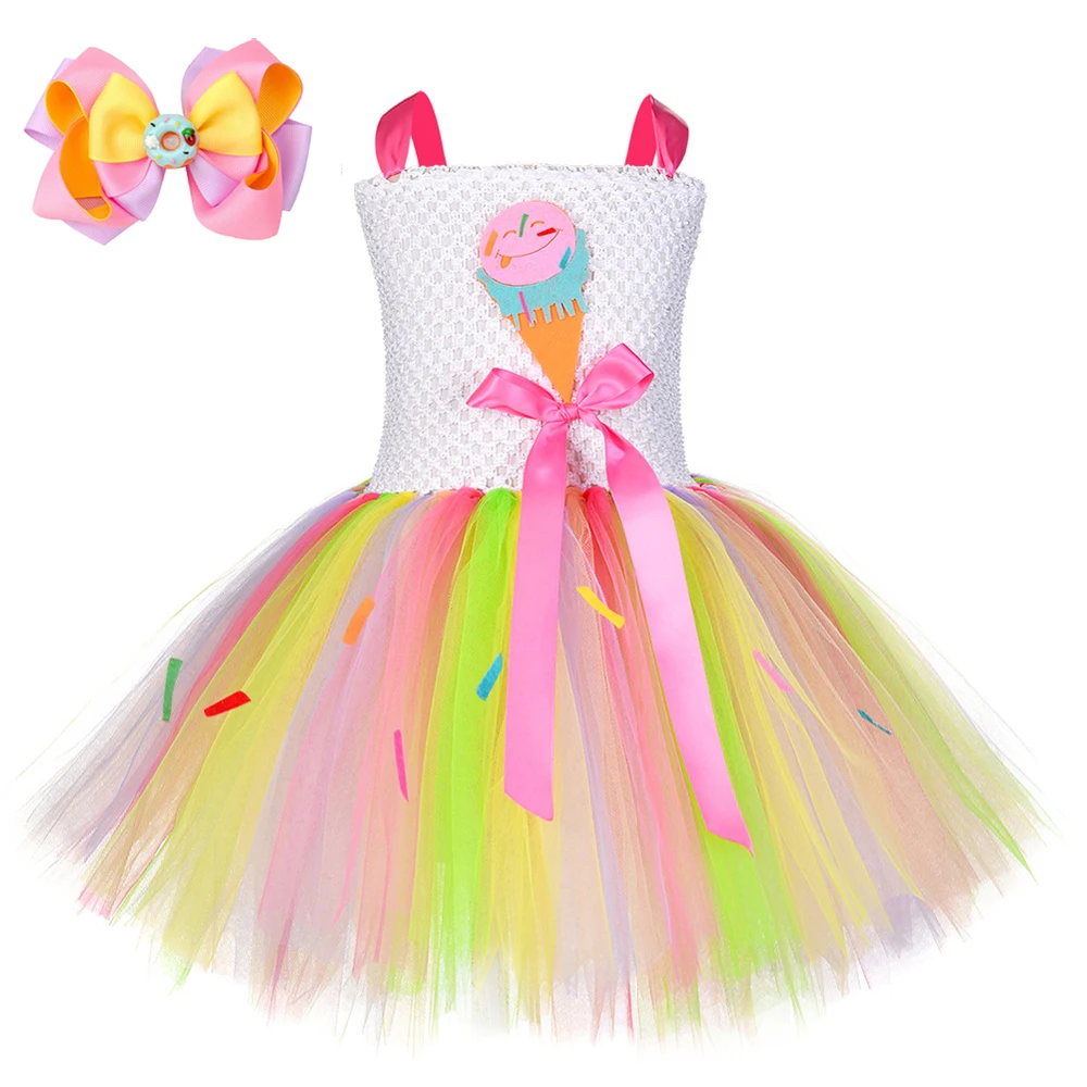 

Candy Ice Cream Cake Birthday Dress For Girls Kids Rainbow Dresses Toddler Baby Girl Costume Birthday Party Gift Children Outfit