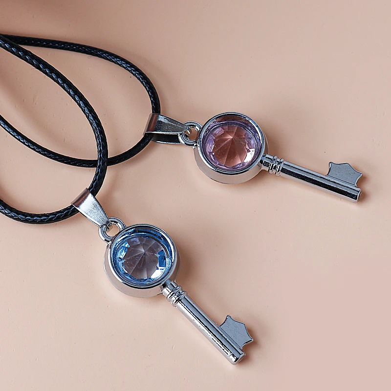 

Cute Key Pendant Necklaces For Women Romantic red blue Crystal Kawaii Lolita Necklace Birthday Gift to Girlfriend Jewelry