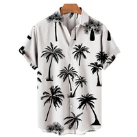 2022 summer hawaiian mens shirt 3d retro oversized shirt for men coconut tree short sleeve camisa vacation man clothing beach