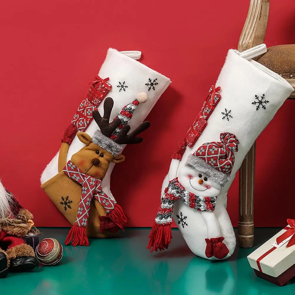 

Durable Cute Non-woven Fabric Xmas Party Decor Santa Claus Snowman Elk Stocking Pendant Christmas Sock Christmas Stocking