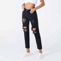 women xs black sexy ripped straight jeans plus size summer fashion cotton high waist denim trousers harajuku vintage streetwear