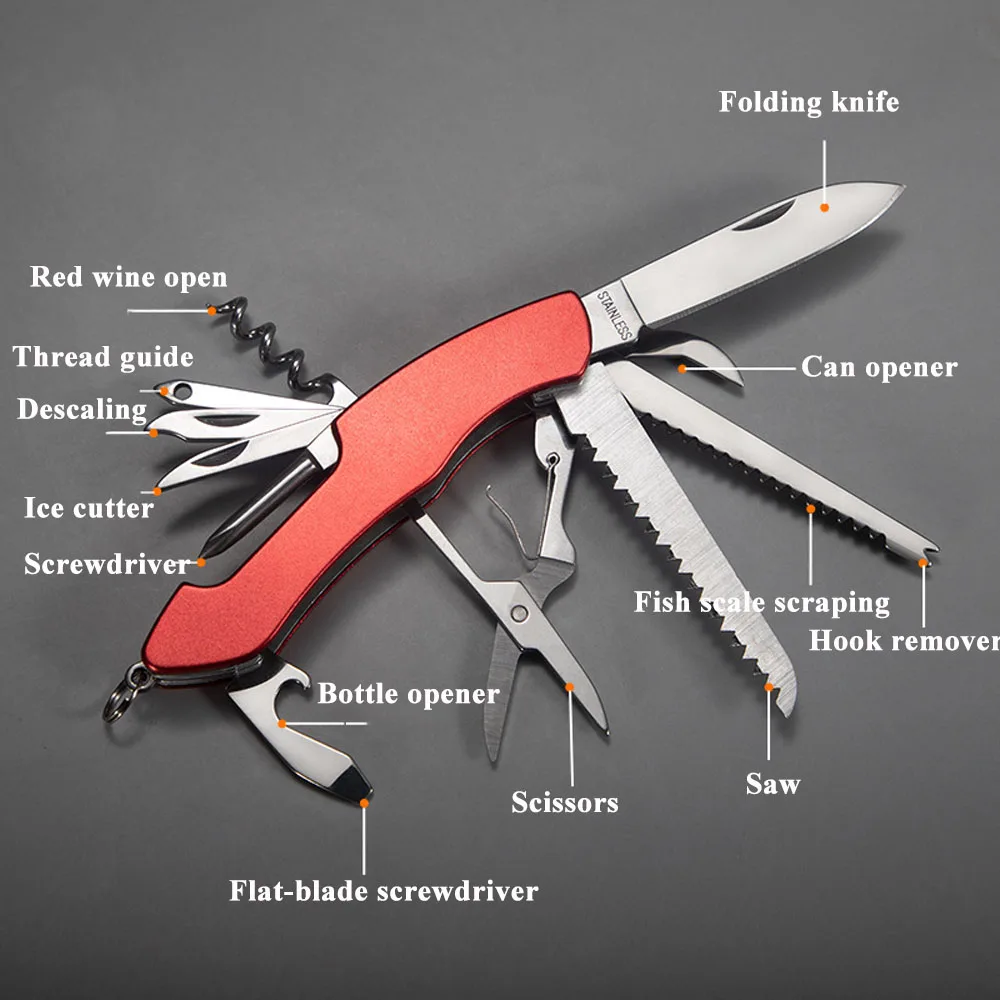 

8 In 1 Multitool Swiss Knife Survival Camping Hiking Folding Knife EDC Army Multipurpose Knives Outdoor Gadgets Jackknife Cutter