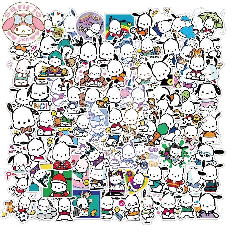 

Sanrio Pochacco Kawaii Sticker 200-600pcs Sealing Stickers Cute Girl Hand Account Decorative Gifts Wholesale Student Stationery