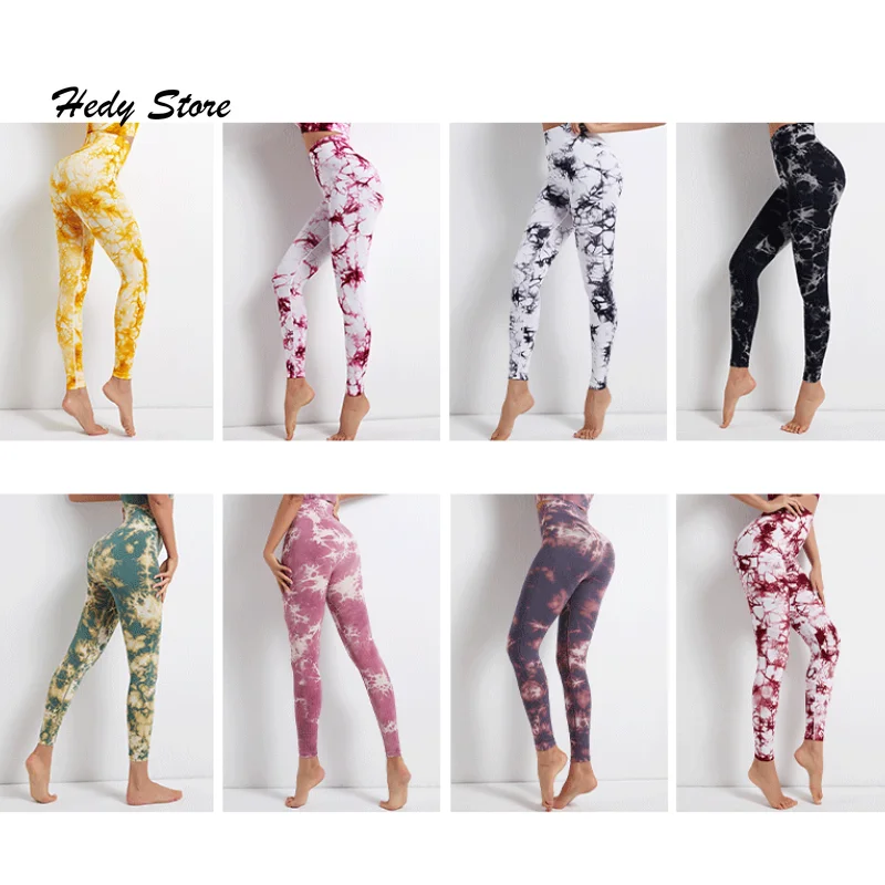 

Seamless Yoga Pants Women's Tie Dye Printed High Waist Hip Lift Sports Running Fitness Pants Plus Size Leggings