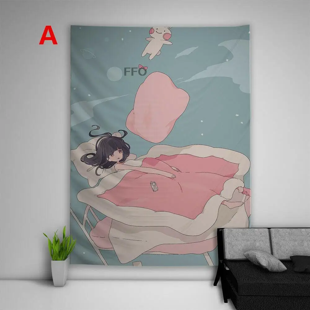 

FFO Anime Girl Tapestry Wall Hanging Youth Campus Tapestry Art Aesthetics Room Decor Tapestries Bedroom Living Room Sofa Blanket