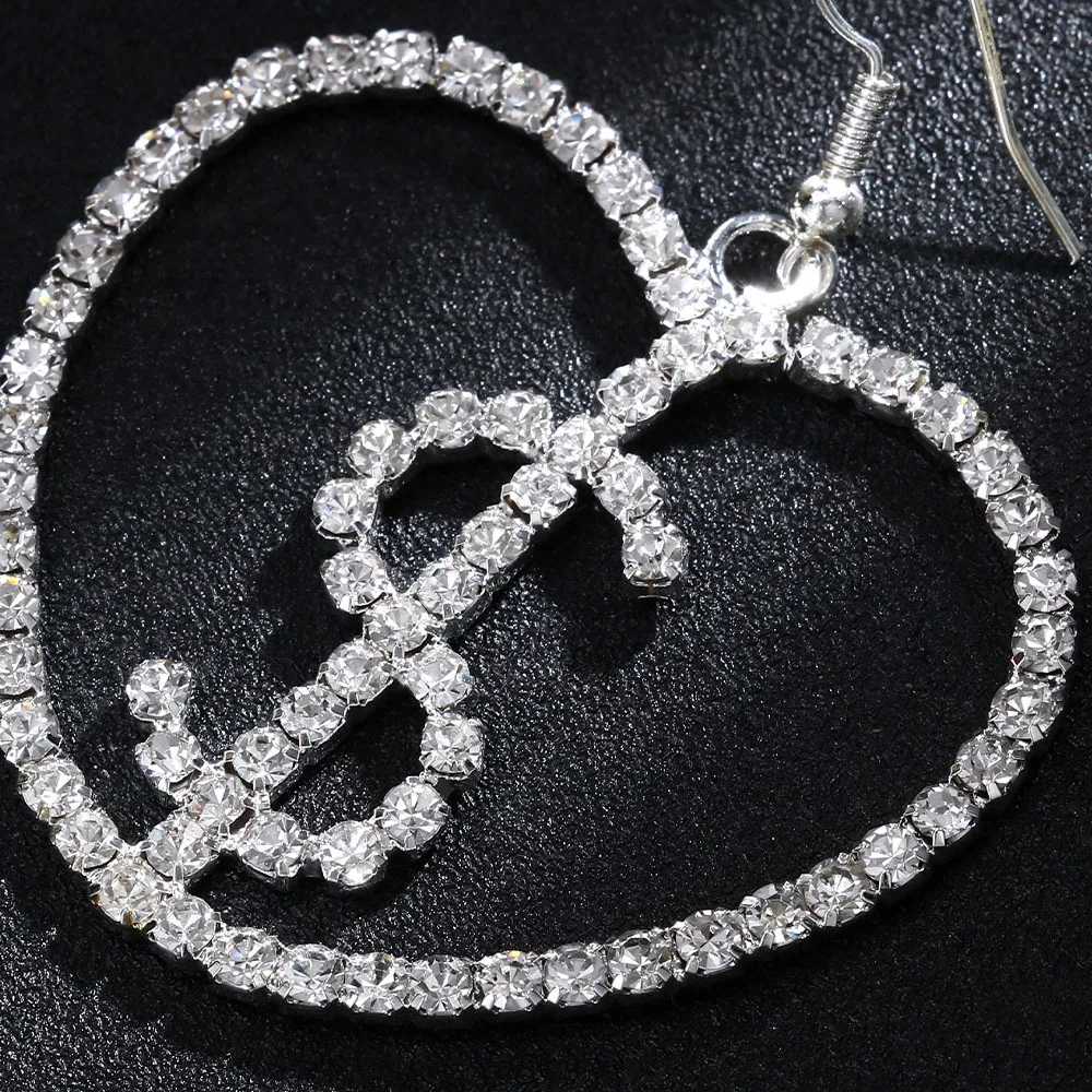 Блестящие серьги-подвески в виде Знака Доллара подвески форме сердца женское