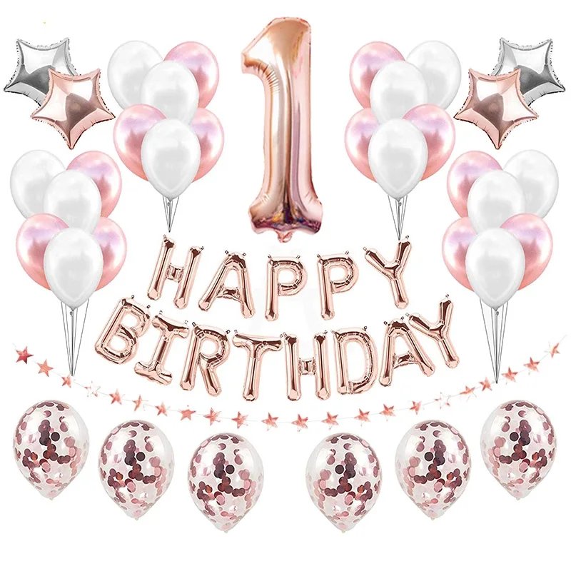 

37pcs Happy Birthday Balloons Kits Party Decorations Adult Kids Girl Boy Supplies First 1st 1 2 3 4 5 6 7 8 9 18 21 30 40 50 60