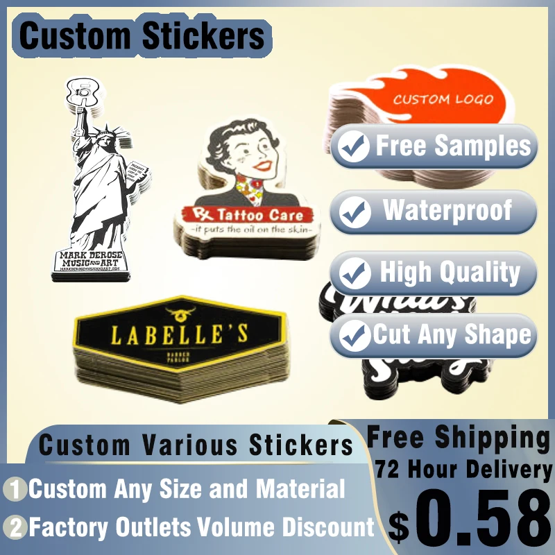 

Custom Vinyl Sticker with Logo Customize Kawaii Stickers Die Cut Waterproof Adhesive Labels Decals for Wedding Gift Box Bag Seal