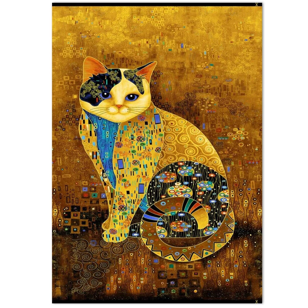 Цельный винтажный холст с мексиканским котом - красочный художественный принт