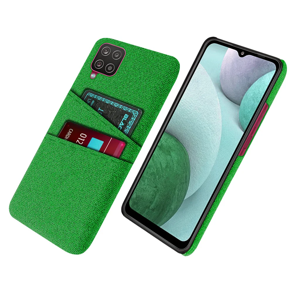 

A12 For Samsung Galaxy A12 A22 A32 A42 A52 A72 Case Luxury Fabric Dual Card Cover for Galaxy A12 A52 A32 A02 A02S Coque Funda