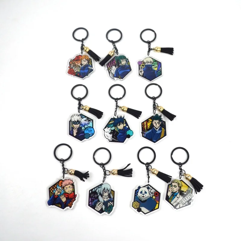 

Брелок для ключей для мужчин и женщин, аниме брелок для ключей в виде мультяшного годзо Сатору, акриловая подвеска-фигурка, аксессуары для п...