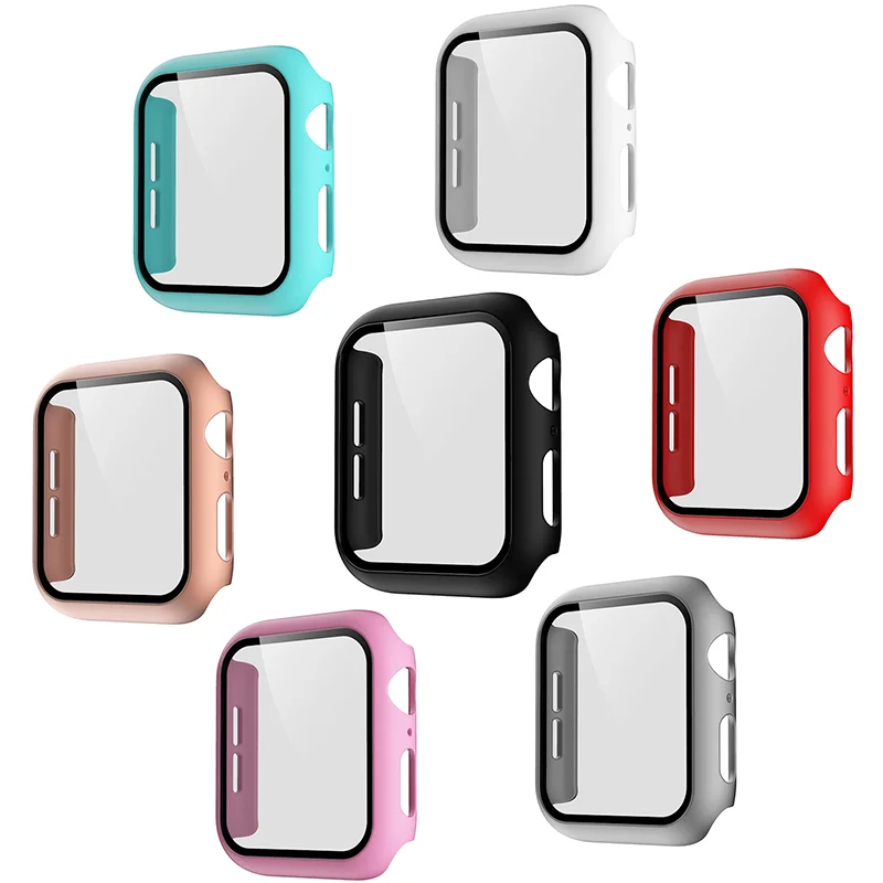 

Glass+Cover For Apple Watch Case 7 8 45mm 41mm 44mm 40mm 42mm 38mm Correa iWatch Accessorie Screen Protector Series 8 SE 4 5 6 3