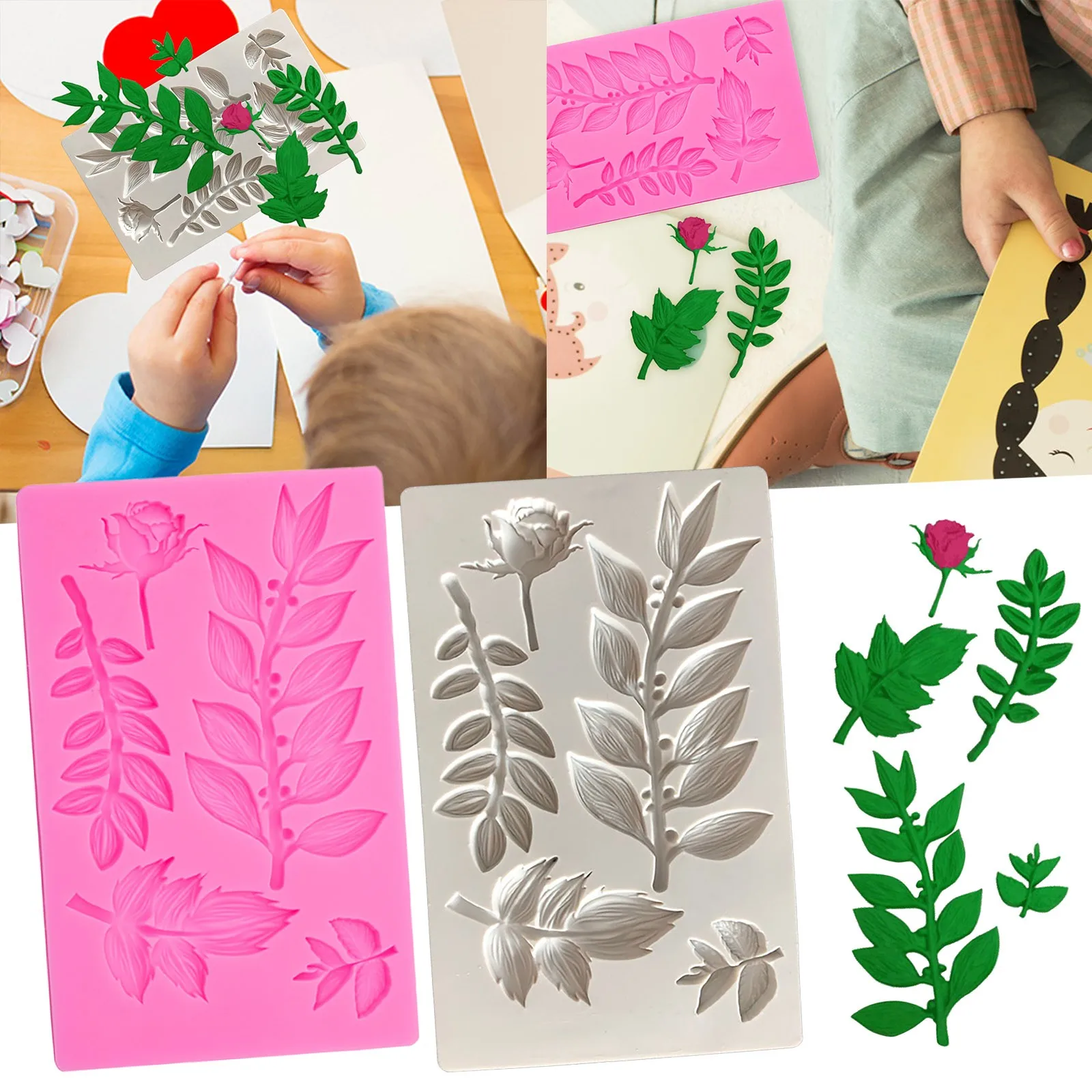 

Рождественская ветка, цветок, виноград, роза, силиконовый инструмент для помадки, торта, наклейка для украшения краев