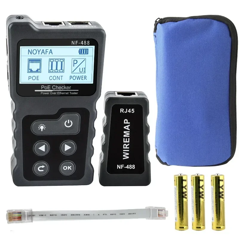 NOYAFA NF-488 Тестер сетевого кабеля ЖК-дисплей Кабельный трекер PoE Checker Онлайн-тест